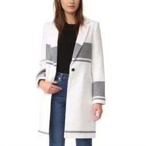 CLUB‎ MONACO Women's  Italian Wool Jacket Coat Size Small White / Gray